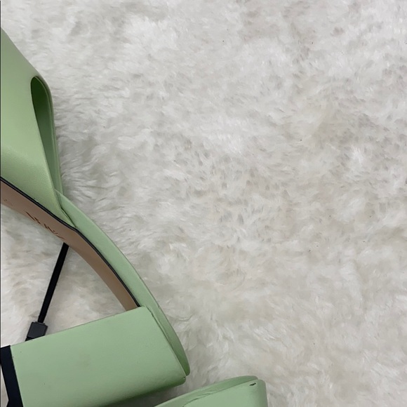 Zara leather green square toe slip on sandal - Picture 9 of 16